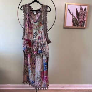 Jaded Gypsy Floral Patchwork Sleeveless Hi-Lo